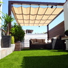 Pérgola de madera y toldo