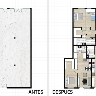 Antes y después Local a Vivienda